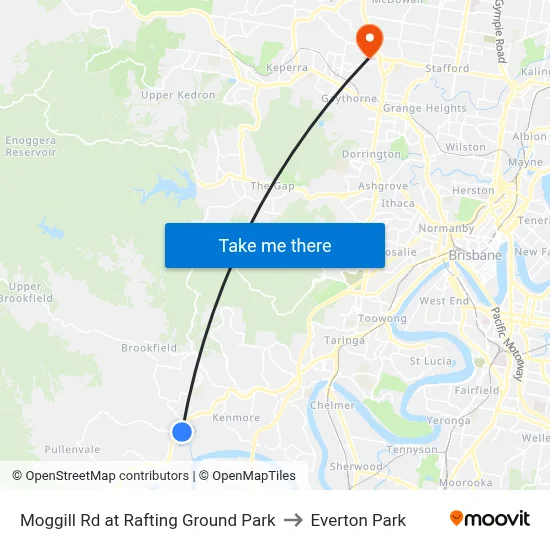Moggill Rd at Rafting Ground Park to Everton Park map