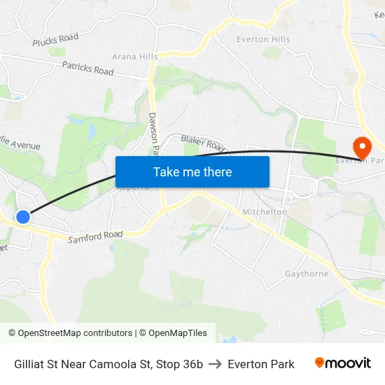 Gilliat St Near Camoola St, Stop 36b to Everton Park map