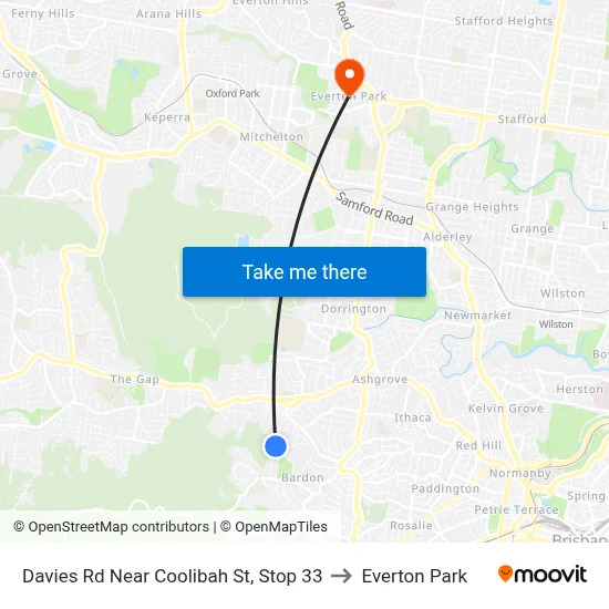 Davies Rd Near Coolibah St, Stop 33 to Everton Park map