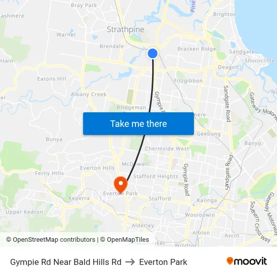 Gympie Rd Near Bald Hills Rd to Everton Park map