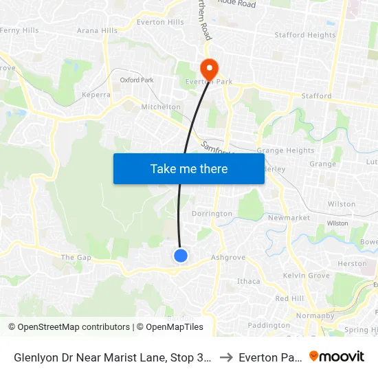 Glenlyon Dr Near Marist Lane, Stop 39c to Everton Park map