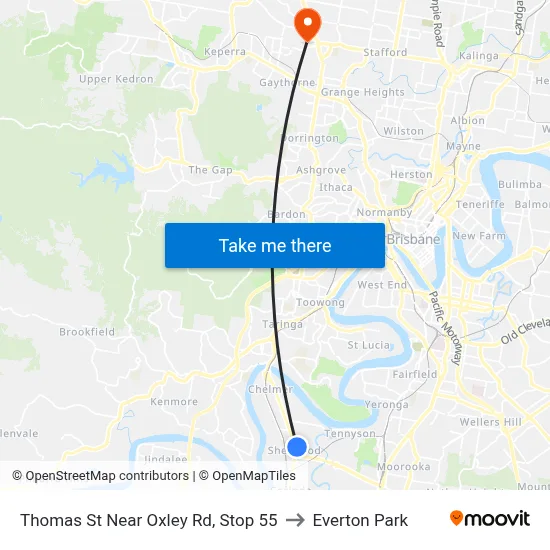 Thomas St Near Oxley Rd, Stop 55 to Everton Park map
