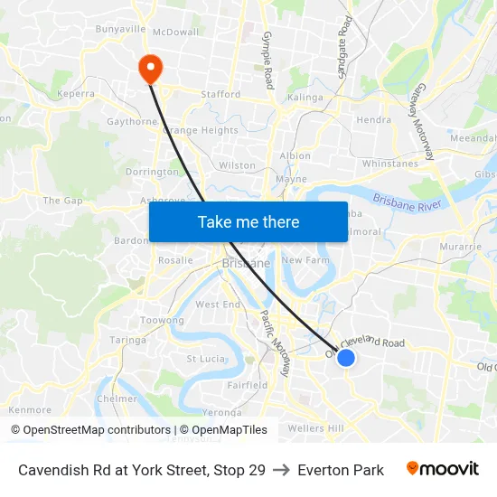 Cavendish Rd at York Street, Stop 29 to Everton Park map