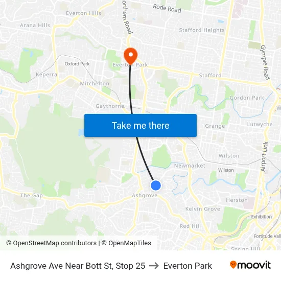 Ashgrove Ave Near Bott St, Stop 25 to Everton Park map