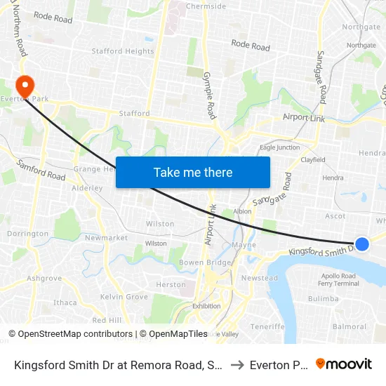Kingsford Smith Dr at Remora Road, Stop 29 to Everton Park map