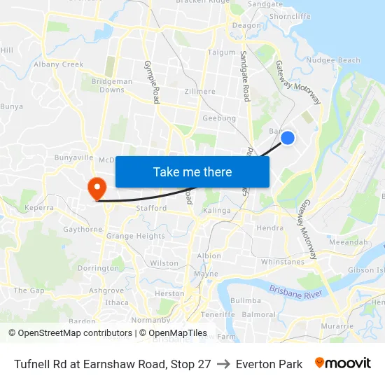 Tufnell Rd at Earnshaw Road, Stop 27 to Everton Park map