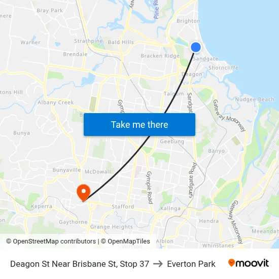 Deagon St Near Brisbane St, Stop 37 to Everton Park map