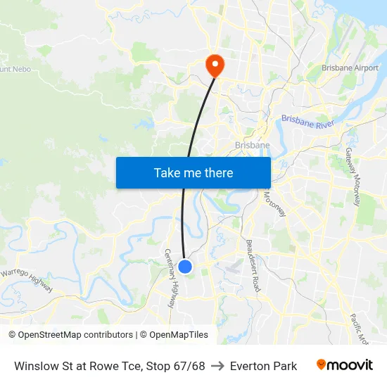 Winslow St at Rowe Tce, Stop 67/68 to Everton Park map