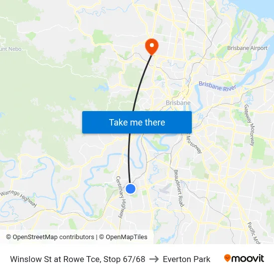 Winslow St at Rowe Tce, Stop 67/68 to Everton Park map