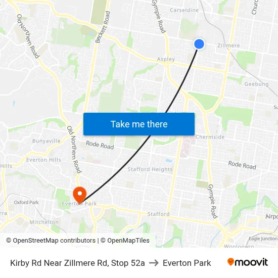 Kirby Rd Near Zillmere Rd, Stop 52a to Everton Park map