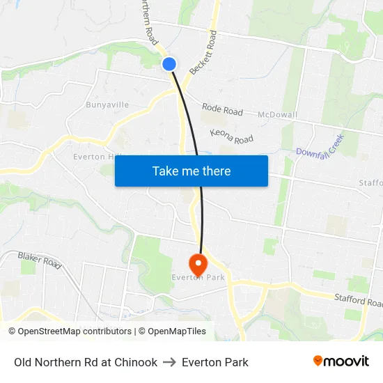 Old Northern Rd at Chinook to Everton Park map