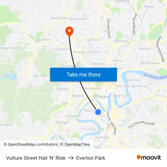 Vulture Street Hail 'N' Ride to Everton Park map