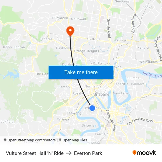 Vulture Street Hail 'N' Ride to Everton Park map