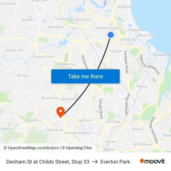 Denham St at Childs Street, Stop 33 to Everton Park map