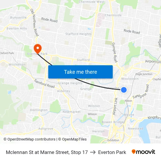 Mclennan St at Marne Street, Stop 17 to Everton Park map
