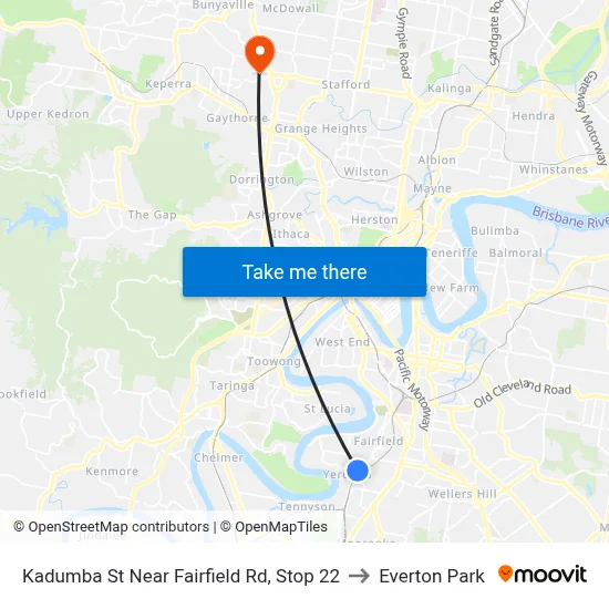 Kadumba St Near Fairfield Rd, Stop 22 to Everton Park map
