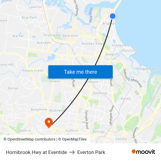 Hornibrook Hwy at Eventide to Everton Park map
