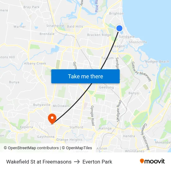 Wakefield St at Freemasons to Everton Park map