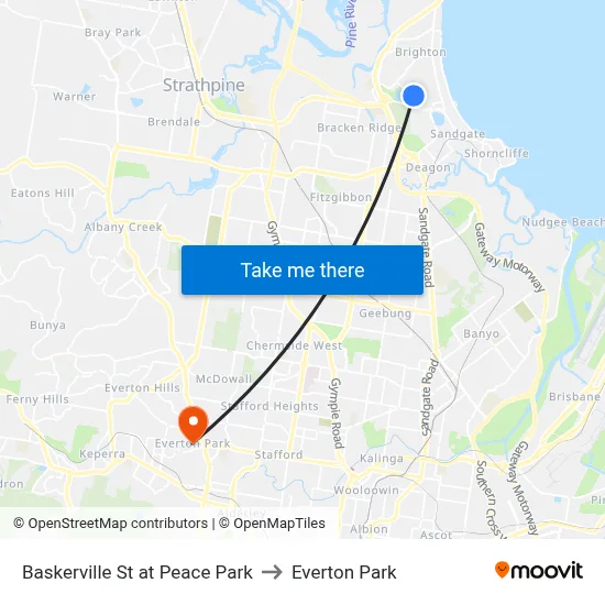 Baskerville St at Peace Park to Everton Park map