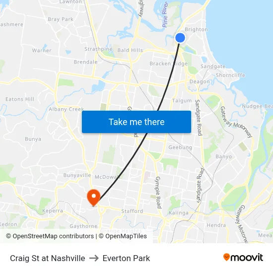 Craig St at Nashville to Everton Park map