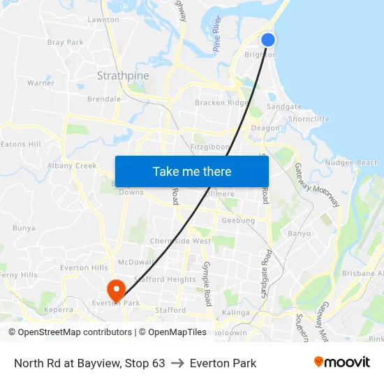North Rd at Bayview, Stop 63 to Everton Park map