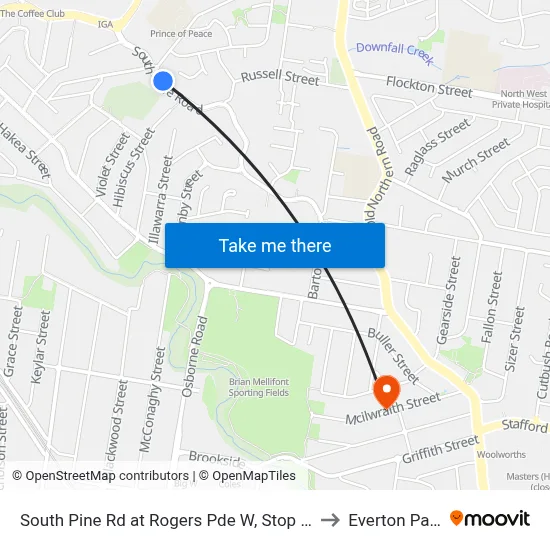 South Pine Rd at Rogers Pde W, Stop 44 to Everton Park map