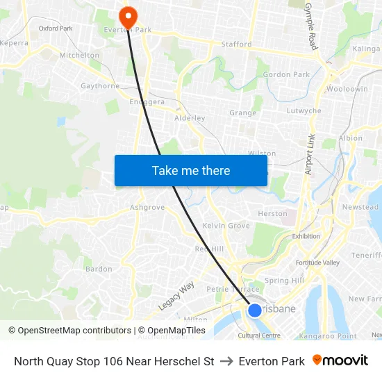 North Quay Stop 106 Near Herschel St to Everton Park map