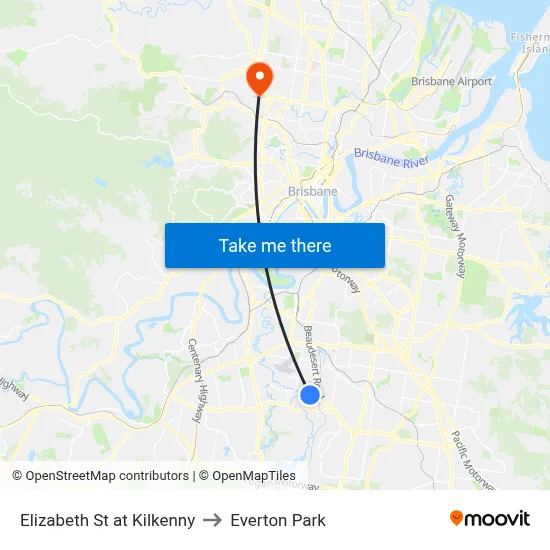 Elizabeth St at Kilkenny to Everton Park map