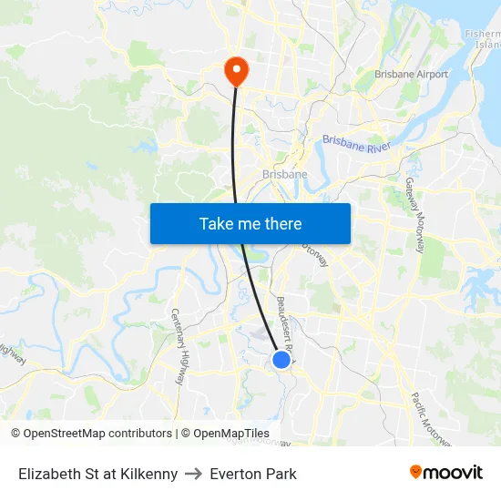 Elizabeth St at Kilkenny to Everton Park map