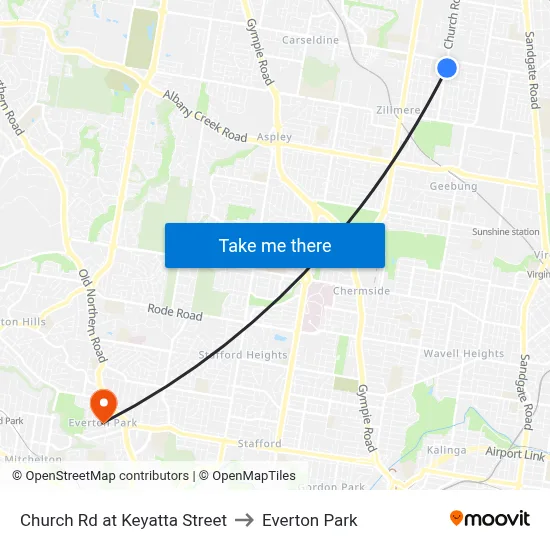 Church Rd at Keyatta Street to Everton Park map