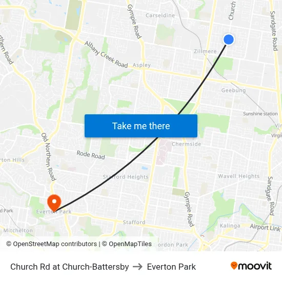 Church Rd at Church-Battersby to Everton Park map