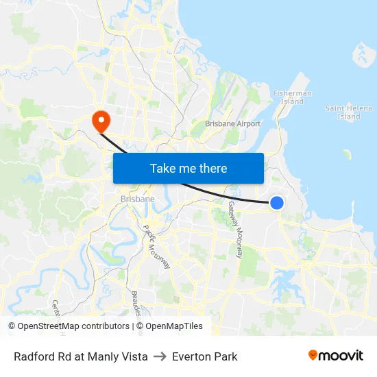 Radford Rd at Manly Vista to Everton Park map