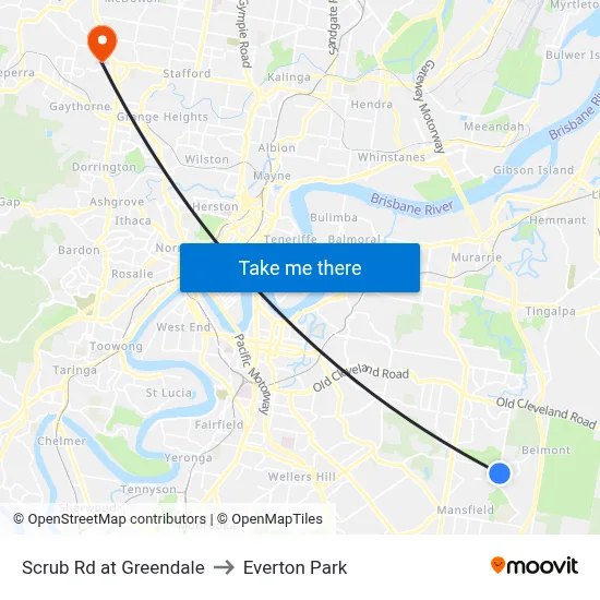 Scrub Rd at Greendale to Everton Park map