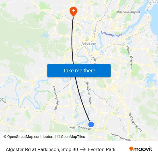 Algester Rd at Parkinson, Stop 90 to Everton Park map