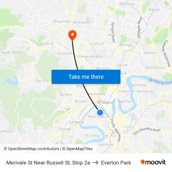 Merivale St Near Russell St, Stop 2a to Everton Park map