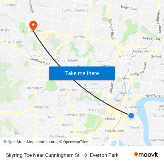Skyring Tce Near Cunningham St to Everton Park map