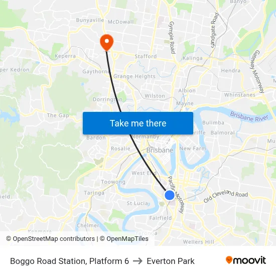 Boggo Road Station, Platform 6 to Everton Park map