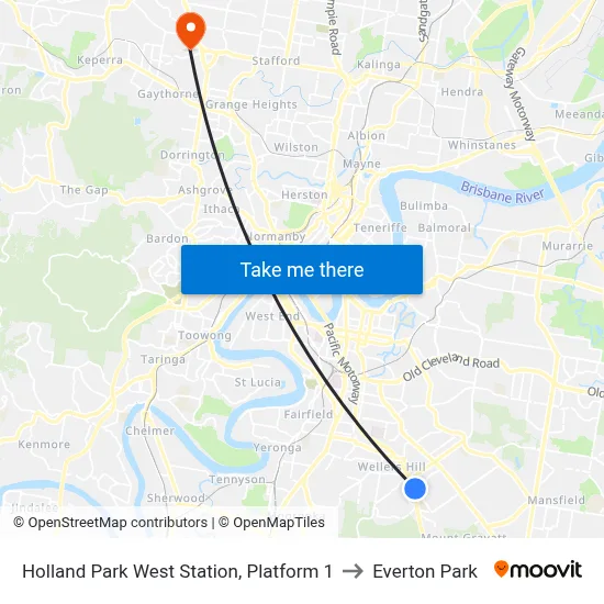 Holland Park West Station, Platform 1 to Everton Park map