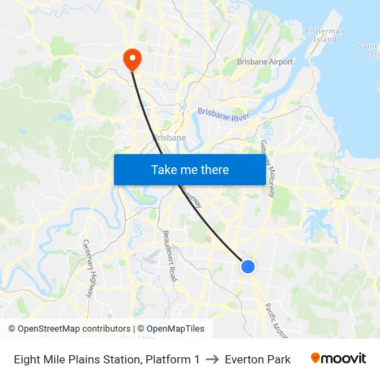Eight Mile Plains Station, Platform 1 to Everton Park map
