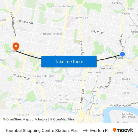 Toombul Shopping Centre Station, Platform F to Everton Park map