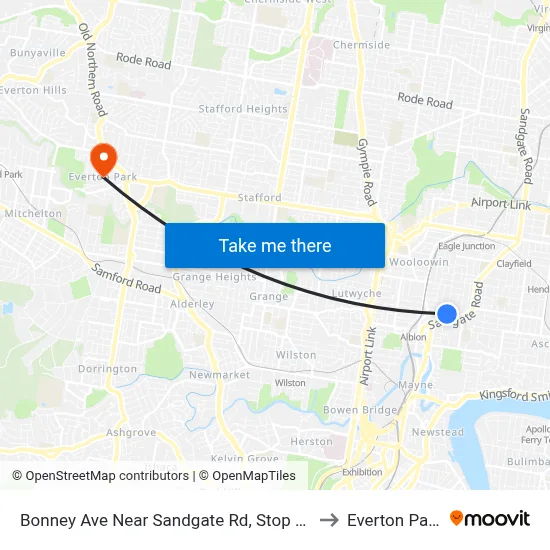 Bonney Ave Near Sandgate Rd, Stop 21 to Everton Park map