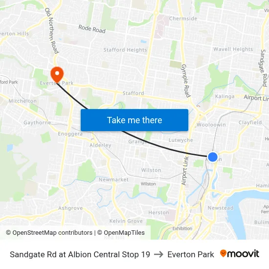 Sandgate Rd at Albion Central Stop 19 to Everton Park map