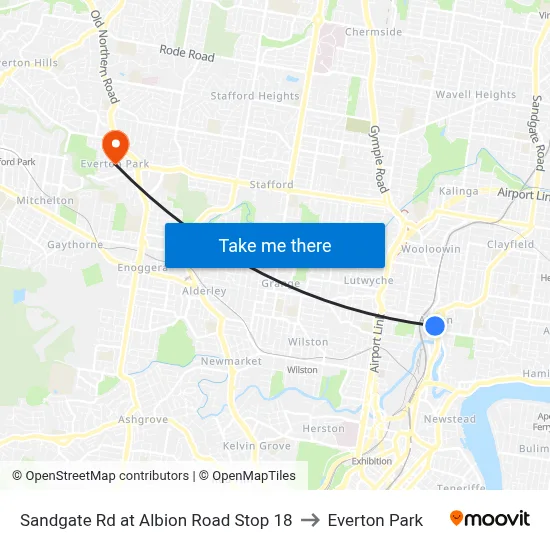 Sandgate Rd at Albion Road Stop 18 to Everton Park map