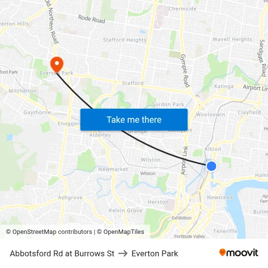 Abbotsford Rd at Burrows St to Everton Park map