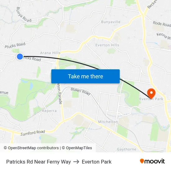 Patricks Rd Near Ferny Way to Everton Park map