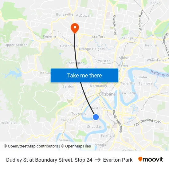 Dudley St at Boundary Street, Stop 24 to Everton Park map