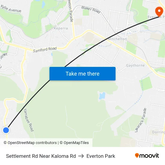 Settlement Rd Near Kaloma Rd to Everton Park map