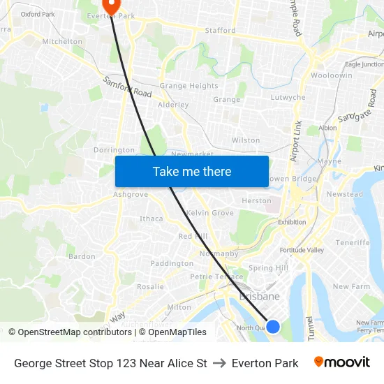 George Street Stop 123 Near Alice St to Everton Park map