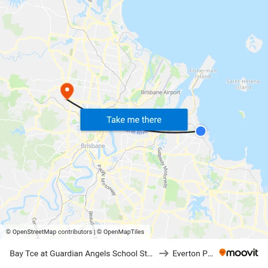 Bay Tce at Guardian Angels School Stop 95 to Everton Park map