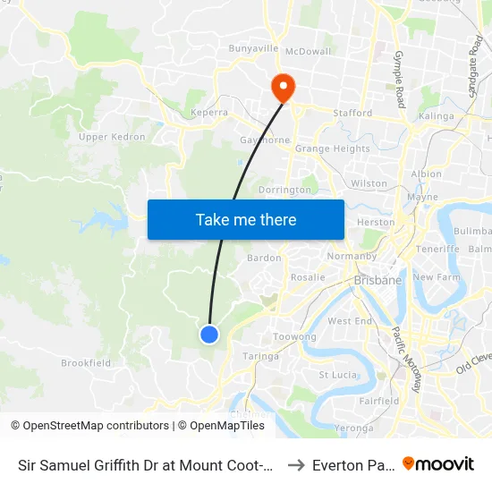 Sir Samuel Griffith Dr at Mount Coot-Tha to Everton Park map
